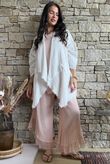 Rustic Nature Bubble Cotton Slant Frill Pant Washed Peachy Nude